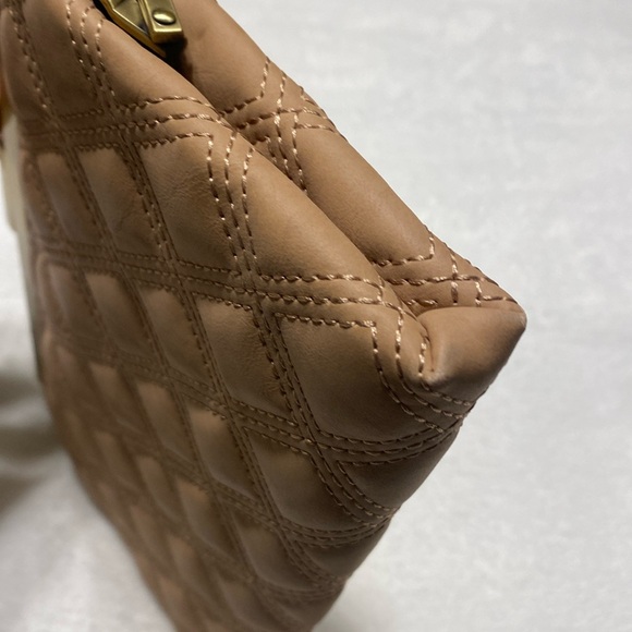 Rachel Roy Quilted Tan Faux Leather Clutch With Gold-Robe Hardware - Picture 7 of 14